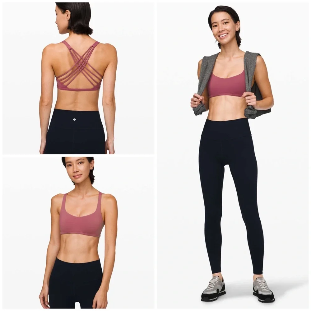 Lululemon Free To Be Bra (Wild) Luxtreme Criss Cross Straps Moss Rose